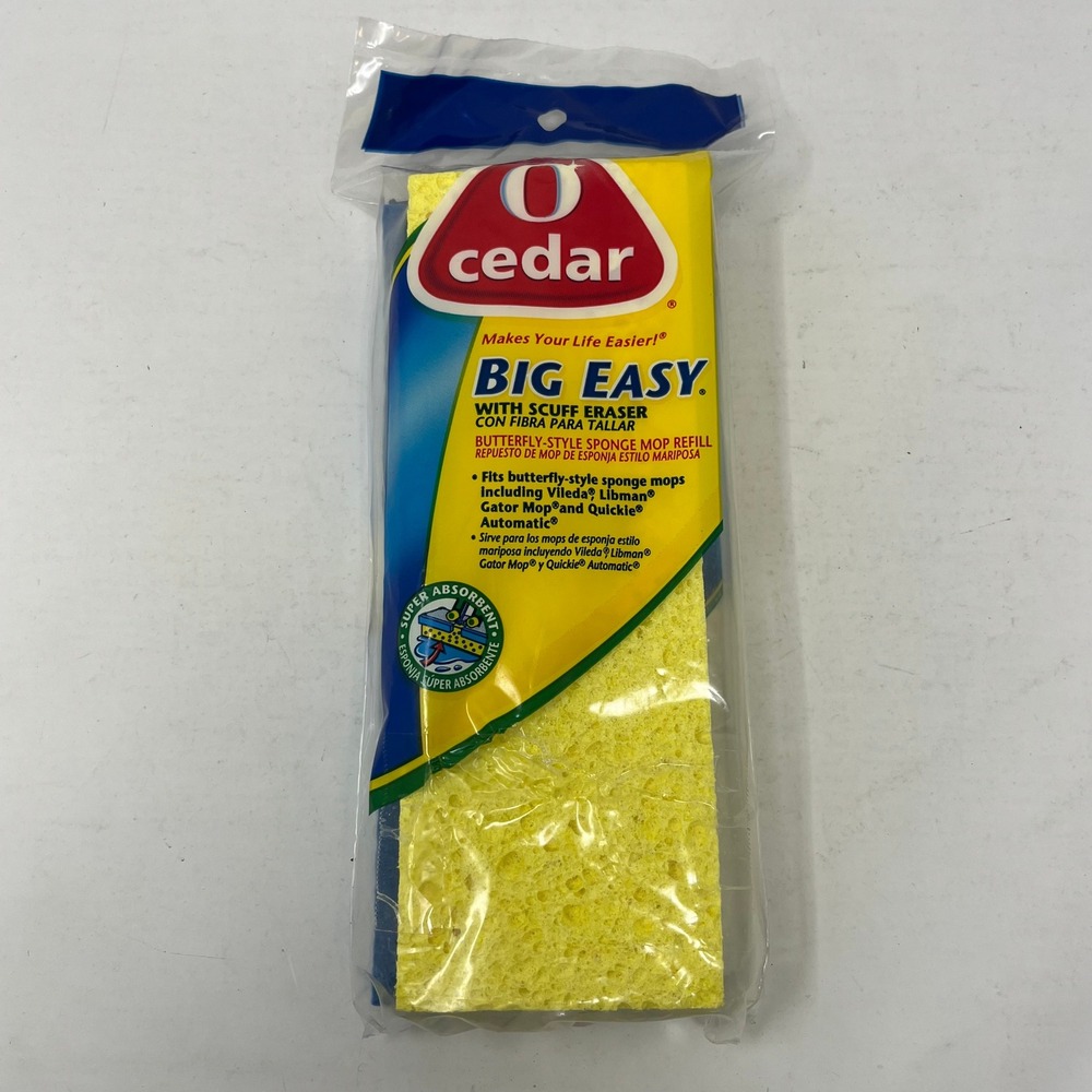 O-Cedar Big Easy Butterfly Sponge Mop Refill Scuff Eraser 1842C Yellow Blue